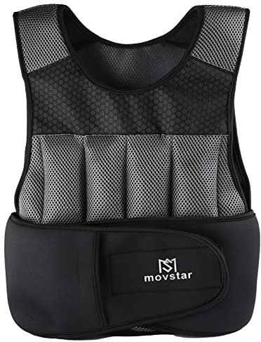 MOVSTAR Gewichtsweste, 5,4 kg/7,7 kg/9,1 kg Gewichtsweste mit Reflexstreifen für Workout, Krafttraining, Laufen, Fitness, Muskelaufbau, Gewichtsverlust, Gewichtheben (6,8 kg)