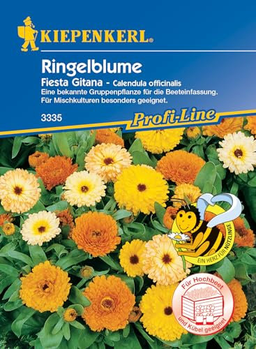 Kiepenkerl Profi-Line Ringelblumensamen Fiesta Gitana - Nahrungsquelle für Nützlinge, Ideal für Beeteinfassung, Blumensamen für Mischkulturen