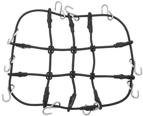 HERCHR RC Luggage Net, RC Elastic Luggage Net with Hook for 1/18 1/24 RC Cars, Nylon RC Crawler Car Luggage Net RC Luggage Net Simulation Decorative Roof Rack for RC Crawler Truck Car (Black)