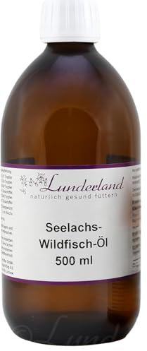 Lunderland Seelachs-Wildfisch-Öl | 500 ml | Ergänzungsfuttermittel für Hunde und Katzen | Hoher Omega-3 Gehalt | Aus verantwortungsvoller Wildfischerei in Alaska | Kaltgepresst