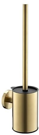 Escobilla de inodoro de acero inoxidable y soporte, montaje en pared, fácil de instalar, mango largo, limpiador resistente para baño, oro cepillado (dorado 2)