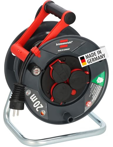 Brennenstuhl Garant V2 IP44 Kabeltrommel 20m outdoor (Made in Germany, 3 Schutzkontakt-Steckdosen, Spezialkunststoff)