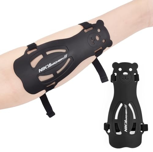 EOU Archery Arm Guards Youth Forearm Guard Wrist Shooting Protector Adjustable 2 Straps, Black