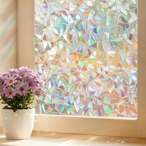 Shinfly Window Film Privacy, Stain Glass Window Film Self Adhesive, Privacy Film for Glass Windows Static Adhesive 44.5 x 200 cm, Stained Glass Window Film Anti-UV for Office Living Room