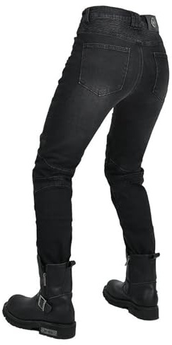 HZling Pantaloni da moto da donna, protezione antigraffio, spessi, con cerniera, stile casual, ideale per tutte le stagioni, grigio, XS