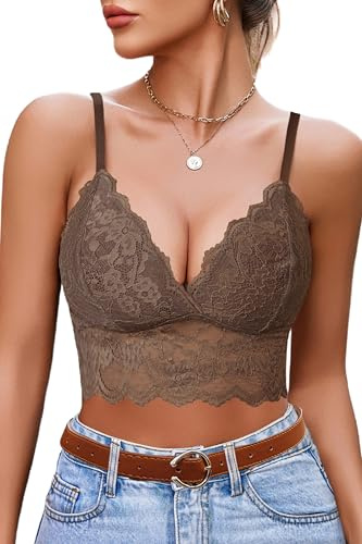 Avidlove Mujer Camiseta Top Sexy Escote en V Interior Sujetador Encaje Camisole