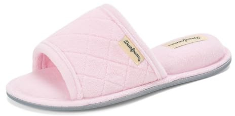 Dearfoams Women's Beatrice Side Gore Slide Slipper, Fresh Pink, Medium