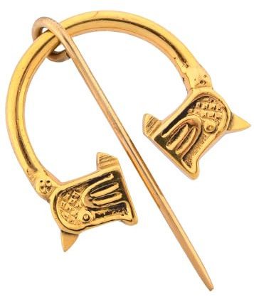 Battle-Merchant Wikinger-Ringfibel mit Drachenköpfen, Messing