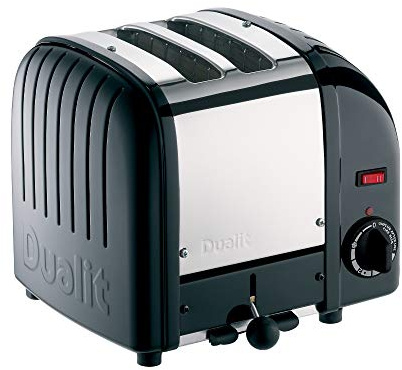 Dualit Classic 2 Slice Vario Toaster, Stainless Steel, Hand Built in the UK, Replaceable ProHeat Elements, Defrost Bread, Mechanical Timer, Replaceable Parts, Black, 20237