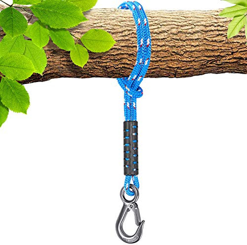 BeneLabel Schaukel Befestigung Seil, 150cm Hängematte Aufhängung Gurt Baum Hängesessel Balkenbefestigung mit Haken für Indoor Outdoor Baumschaukel Nestschaukel, 1134kg/10mm Durchmesser, Blau