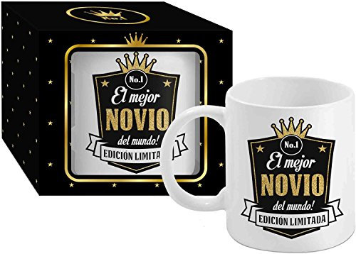 Taza Cerámica para Desayuno en Color Blanco de 300 ml, Un Regalo Original para Familia y Amigos - El mejor NOVIO del mundo!