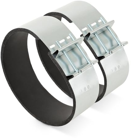 neverest® MAN 160 mm fästmanschett – förzinkad, skumgummitätning | Rörfläktanslutning DN160 | Ljud- och vibrationsdämpning | Ventilationsanslutningsadapter 2 stycken