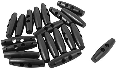 sourcing map 20 Stk.Kordelstopper Kordelklemme Olive Form Duallöcher Knebelknöpfe Knebelverschluss Nähknöpfe schwarz