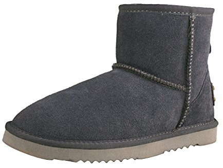 Shenduo Damen Schlupfstiefel Klassisch Leder Stiefel Kurzschaft Winterschuhe Grau DA5854 39EU