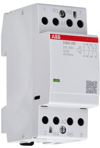 ABB ESB25-22N-06 Installationsschütz (Öffner)– 25 A, 2 NO + 2 NC, 230–240 V AC/DC, 4-polig, 36 mm, für DIN-Hutschiene, geräuscharm1SAE231111R0622