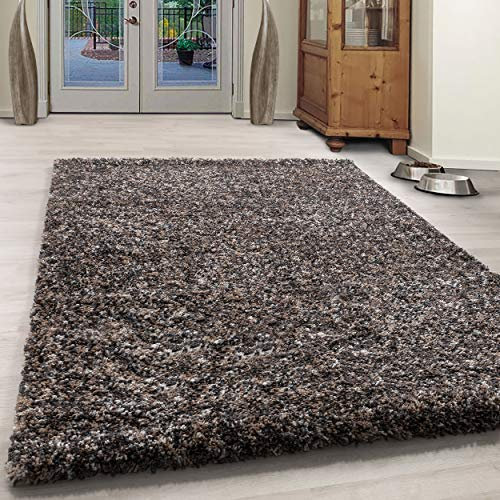 Ayyildiz Modern Hochflor Teppich, Flauschiger Langflor Teppich, Shaggy Flokati, Rechteckig, Meliert, Stilvoller Komfort für Dein Zuhause, Größe:60 x 110 cm, Farbe:Taupe