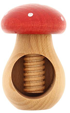 3X HOFMEISTER® Nussknacker Fliegen-Pilz, Buchen-Holz, Handarbeit aus Europa, knackt einfach Jede Nuss, ideal für Senioren, 10 x 6,5 x 6,5 cm