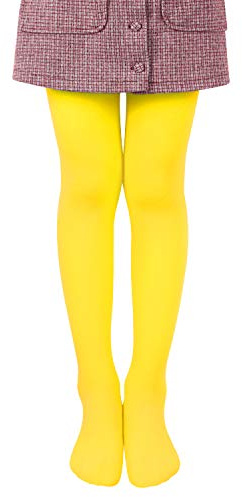 L&K-II Collant per bambini collant estivi di danza classica con piede Calze morbide e comode Collant elastici di diversi colori 27251 (110-116, Giallo)