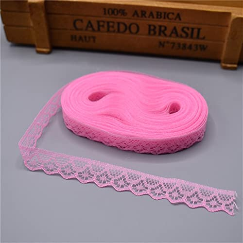 ALXY Dentelle, macramé, Ficelle 10 Verges Ruban Dentelle Bande Largeur 14mm Garniture en Tissu brodé Bricolage for la Couture Robe de Mariage Tissu de Dentelle décoration (Couleur : Dark Pink)