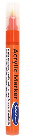 SolaDirect Orange Permanent Marker Pen, Bullet Tip 2.5 mm Point, Acrylic Paint Based, Multi-Surface, Work on Stone, Wood, Leather, Fabric, Plastic, Rubber, Glass, Cardboard