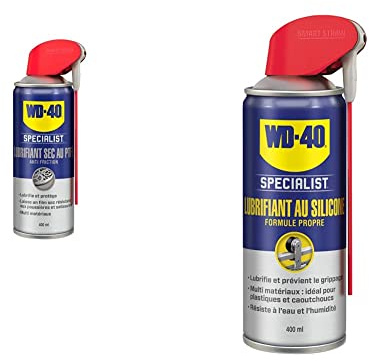 WD-40 Specialist • Lubrifiant Sec Au PTFE • Spray Double Position • Anti Friction • Lubrifie en laissant un film sec • 400 ML, 1 unité & Lubrifiant Au Silicone • Spray Double Position • 400Ml
