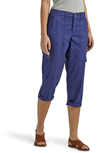 Lee Women's Flex-to-go Mid-Rise Relaxed Fit Cargo Capri Pant, Medieval Blue