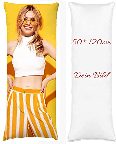 MFGCH Personalisiertes Kissen Fotokissen, Seitenschläferkissen, Kissen mit Foto Selbst Gestalten, Doppelseitiger Druck Fotokissen mit Bild und Text, für Geburtstag, Muttertag, 50x120cm