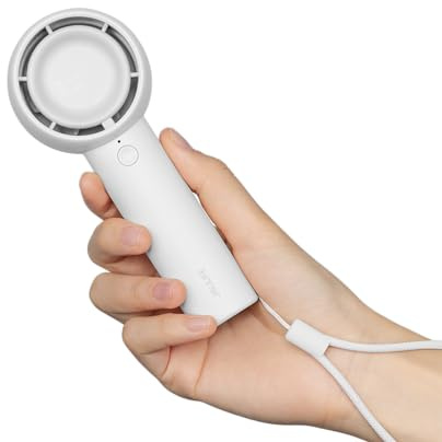 JISULIFE Mini Portable Fan-Bladeless Safe Design, Powerful Turbo Handheld Fan with 5 Speeds, 16Hrs Max Cooling Time，USB Rechargeable, Small Pocket for Travel/Lash, Gifts For Girls/Women