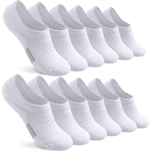 Blu Ninfee Trainer Ankle Socks Womens, 6 Pairs Cushioned Running Sports Invisible No Show Socks Men, Athletic Low Cut Gym Socks for Ladies Girls