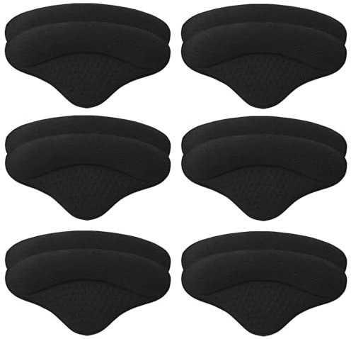 6 Pairs Heel Pads Heel Grips Liner for Loose Shoes, Heel Cushion Pads Heel Inserts for Shoe Too Big, Ultra Soothing Heel Protectors for Heel Pain, Heel Slipping, Blisters, Friction(Black)