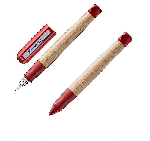 Lamy abc Set kindgerechter Schreiblernfüller 010, Bleistift 110 aus Ahornholz rutschfestem Griffstück in rot, Stahlfeder für Anfänger inkl. Tintenpatrone T 10 blau und Bleistiftmine M 44 1,4mm B