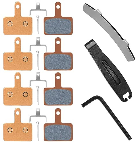 4 Pairs Sintered Metal MTB Bike Brake Pads, Ebike Scooter Brake Pads Electric Scooter Brake Pads Electric Bike Brake Pads, Compatible for Trp Tektro Shimano Brake Pads MT200 M355 M446 M315 M365