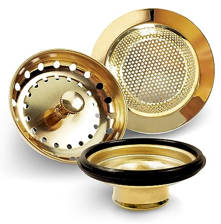 Liubeili 3 Stück Gold Spülbecken Abflusssieb Stopfen Küche Edelstahl Spülbecken Sieb Müllentsorgung Stöpsel Universal Anti-Verstopfung Küche Spüle Filter Sieb Korb Sieb Breiter Rand für Abfluss