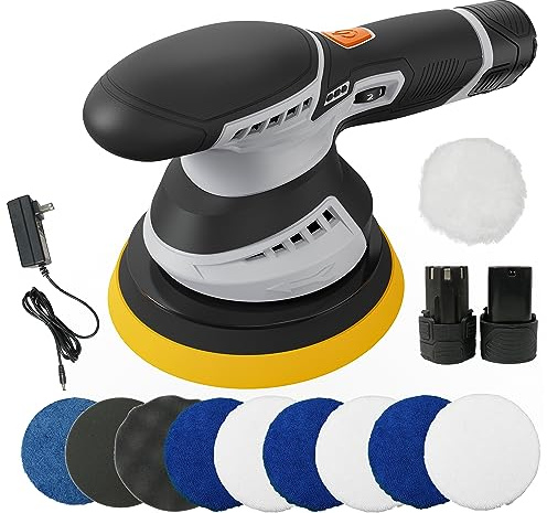 Besfor 12V Cordless Car Buffer Polisher for Car Detailing,Wireless Portable Polishing Waxer Machine Kit with 2 20000mAh Batteries, for Buffer,Polisher,Sander, 6-Speed Adjustable