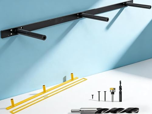 PICESA 38'' Heavy-Duty Hidden Floating Shelf Bracket – 210 LBS Max Load (Mounted on Studs), Floating Mantel Bracket for Fireplace & Wall Shelves, Includes Premium Installation Kit（38 inch Brackets）