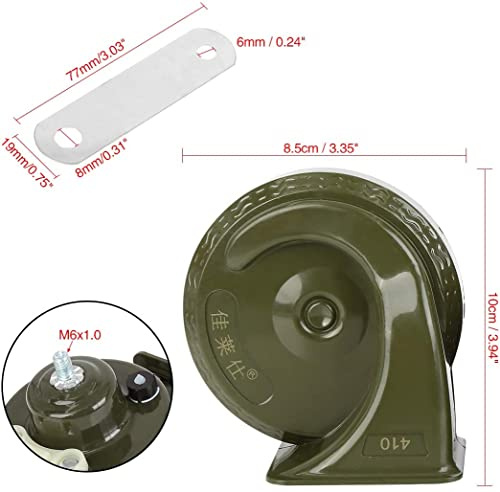 XYWHPGV 2 pz Verde Scuro Corno Del Motociclo A Forma di Lumaca Tono Alto/Basso Sirena Ad Aria Forte 12V 115dB 410Hz 510Hz(7ce1a 34f70 9d99b 8d106 57deb 379b7