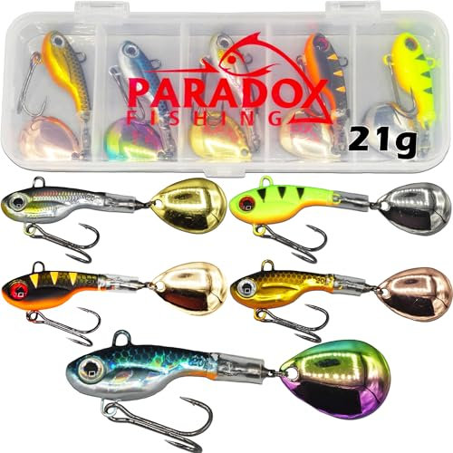 Paradox Fishing Infinity Jig Spinner 5er Set 20g - Spin Jig zum Barsch Angeln Barsch Köder Zander Hecht Spinnerbait Spinn Köder – Barschköder