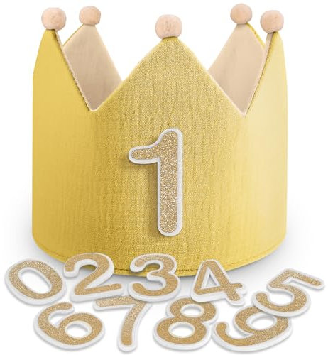 Qetlavee Geburtstagskrone Musselin mit Zahlen,wendbare ，Krone Geburtstag Jungen Mädchen | Kinder Partyhüte,Party Deko| Kindergeburtstag deko | für den Kindergeburtstag | Krone aus Zahlen von 0-9