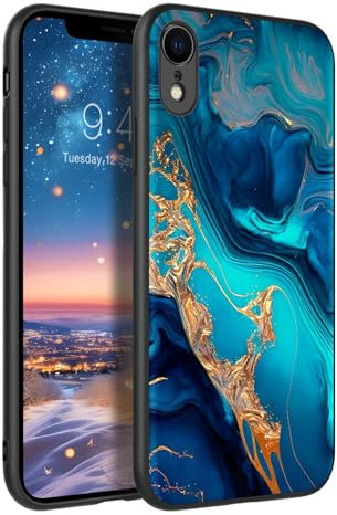 GaoBao iPhone XR Case, Glow in The Dark, Slim Fit, Lightweight, Marble/Gold, TPU Material, Sleeve