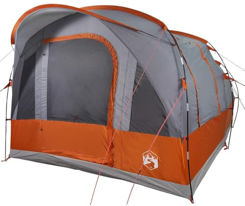 vidaXL Tenda da Campeggio a Tunnel per 3 Persone Grigio e Arancione, Tenda, Tenda da Esterno, Tenda Impermeabile, Tenda da Giardino, Tenda Leggera