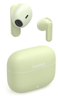 Hama Écouteurs Bluetooth 5.3 sans Fil Freedom Light II, Intra Auriculaires, TWS, Autonomie 20h, Earbuds Compatible Siri Google Assistant, Micro, Commande Vocal/Tactile, Boitier Recharge USB-C, Vert
