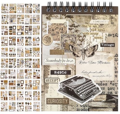 50 Blatt Scrapbooking Sticker Set,Vintage Scrapbook Zubehör,Scrapbook Aufkleber für Journaling,Fotoalbum,DIY