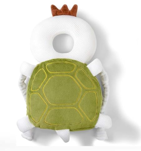 Protector de Cabeza de Bebe, Almohadillas de Seguridad Ajustables para Bebes,Cojín Protector Ajustable para Cabeza para Bebés de 4 a 24 Meses para Gatear y Camina (Tortuga)
