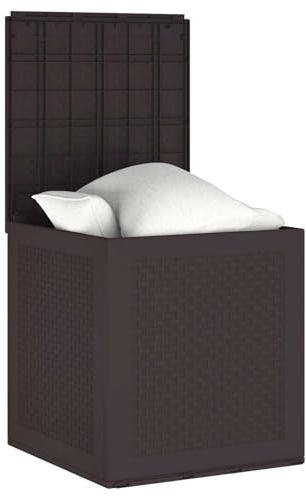 Scatola portaoggetti marrone in polipropilene 55 x 53 x 57 cm, resistente alle intemperie, per giardino, balcone, terrazzo, scatola da giardino impermeabile con ampio spazio, pratica scatola per