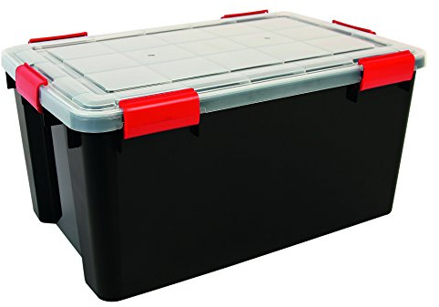 1 x 50 Liter Große weathertight luftdicht schwarz/transparent Kunststoff feuchten Bereich Dry Aufbewahrungsbox. 59 cm x 39 cm x 29 cm – hermetisch versiegelt abnehmbarer Deckel.