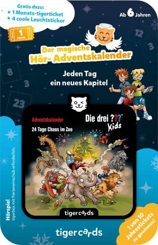 tigermedia Tigercard - Calendario de Adviento para niños, 24 días de caos en el zoo, regalo para niños, caja de audio, libro de audio, música infantil