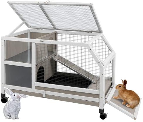 Ketive Rabbit Hutch Indoor - Weatherproof, Multi-Level, Easy Assembly, Lockable, and Comfortable