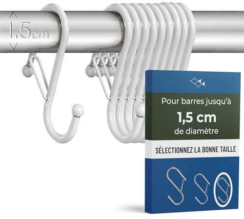 10 krokar i en S-form med fallskyddssystem. I modellen Royal. Hjälp till att organisera ditt hem. (Vit, Små)