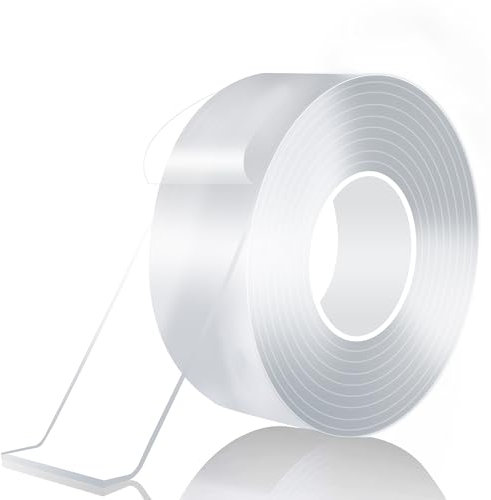 Taiyeestar Ruban adhésif double face extra fort transparent de 5 m - 40 mm de large - Amovible - Non marquant - Pour tapis, mur, cuisine, maison - Épaisseur : 1 mm