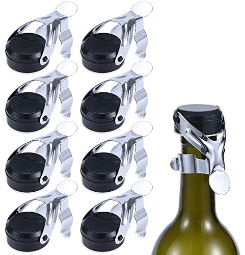 Roselee Sektverschluss, 8 Stück Flaschenverschluss mit Hebel Edelstahl Flaschenverschluss Bierflaschen Weinverschluss Weinflaschenverschluss für die Weinsammlung, Champagner, Glasflaschen,Sekt